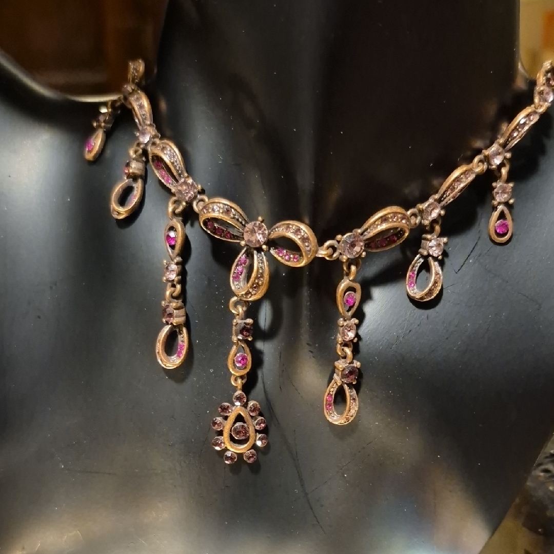 Elegant Vintage Vclm Gold And Pink Womens Necklace 21$